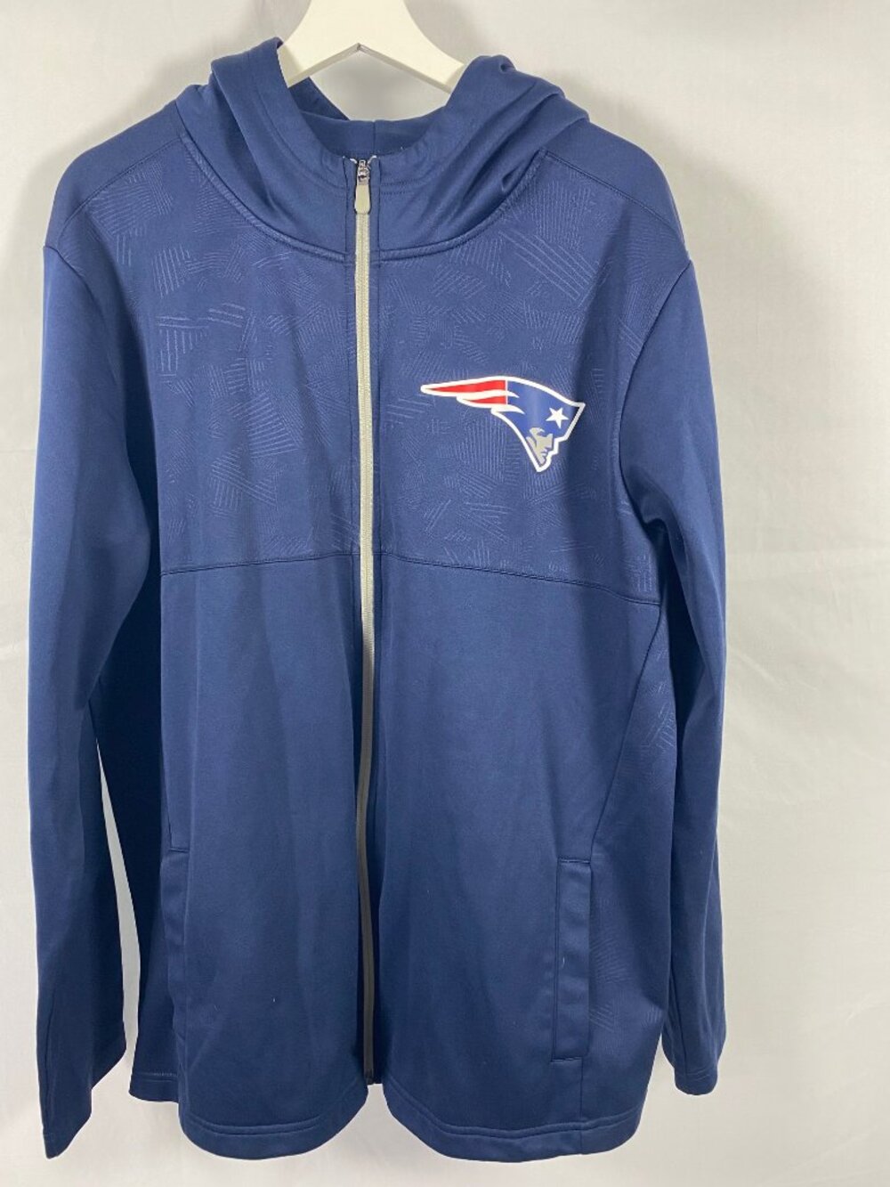 Fanatics New England Patriots Jacket Mens Sz XL Navy Full Zip Hooded Sweatshirt